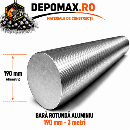 Bara rotunda aluminiu 190 mm, 3 metri, EN AW-6082
